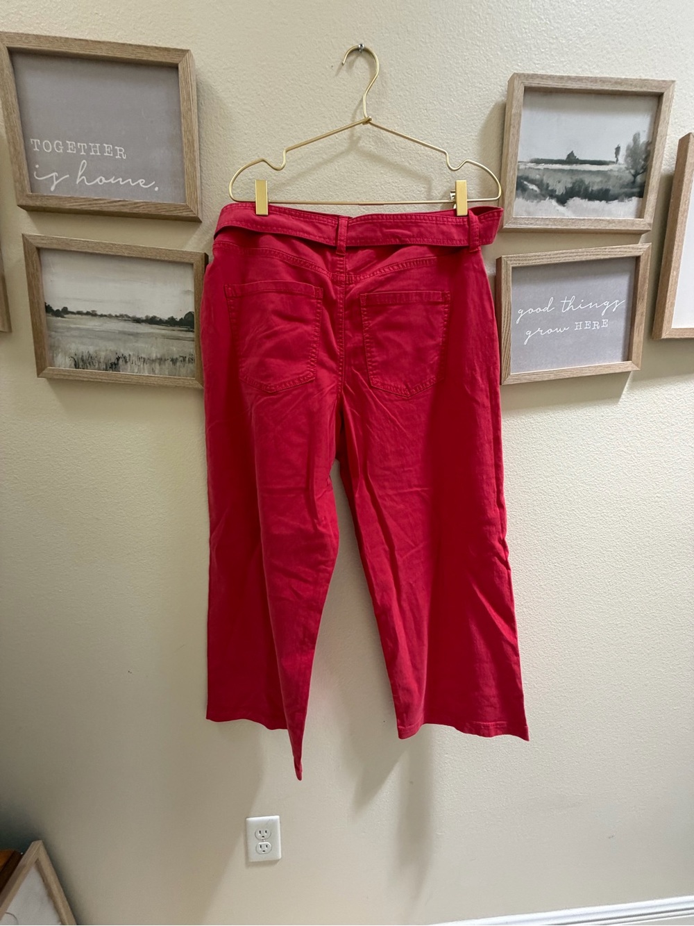 Liverpool Bright Red Cropped Belted Chinos - Picture 2 of 5